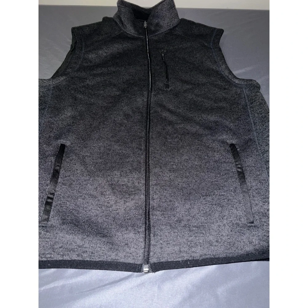 Rugby University Fleece Vest Mens Large Charcoal Grey Excellent Full Zip Marled